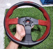 Personal Pole Position Steering Wheel 350mm Black Leather And Red Suede Personal Pole Position Steering Wheel 350mm Black Leather And Red Suede