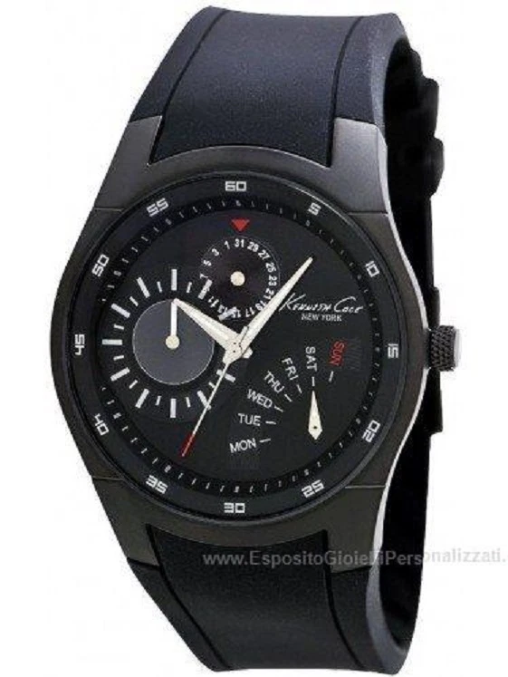 Kenneth Cole New York 10022311 – Orologio Da Uomo Al Quarzo Giapponese, Cassa 44mm In Acciaio, Quadrante Nero Con Dettagli Diamanti, Bracciale Argento