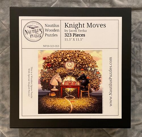 Nautilus Wooden Puzzle KNIGHT MOVES, 323 Pieces, Jacek Yerka, Chess, Fantasy EUC - 第 1/7 張圖片
