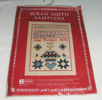 Susan Smith Samplers by Anchor *Jane Thomas* Counted Cross Stitch Kit NIP (1988)