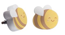 Image of Sass & Belle Busy Bee MDF Kids Room Cabinet Drawer Handle Knob Decoration Set 2