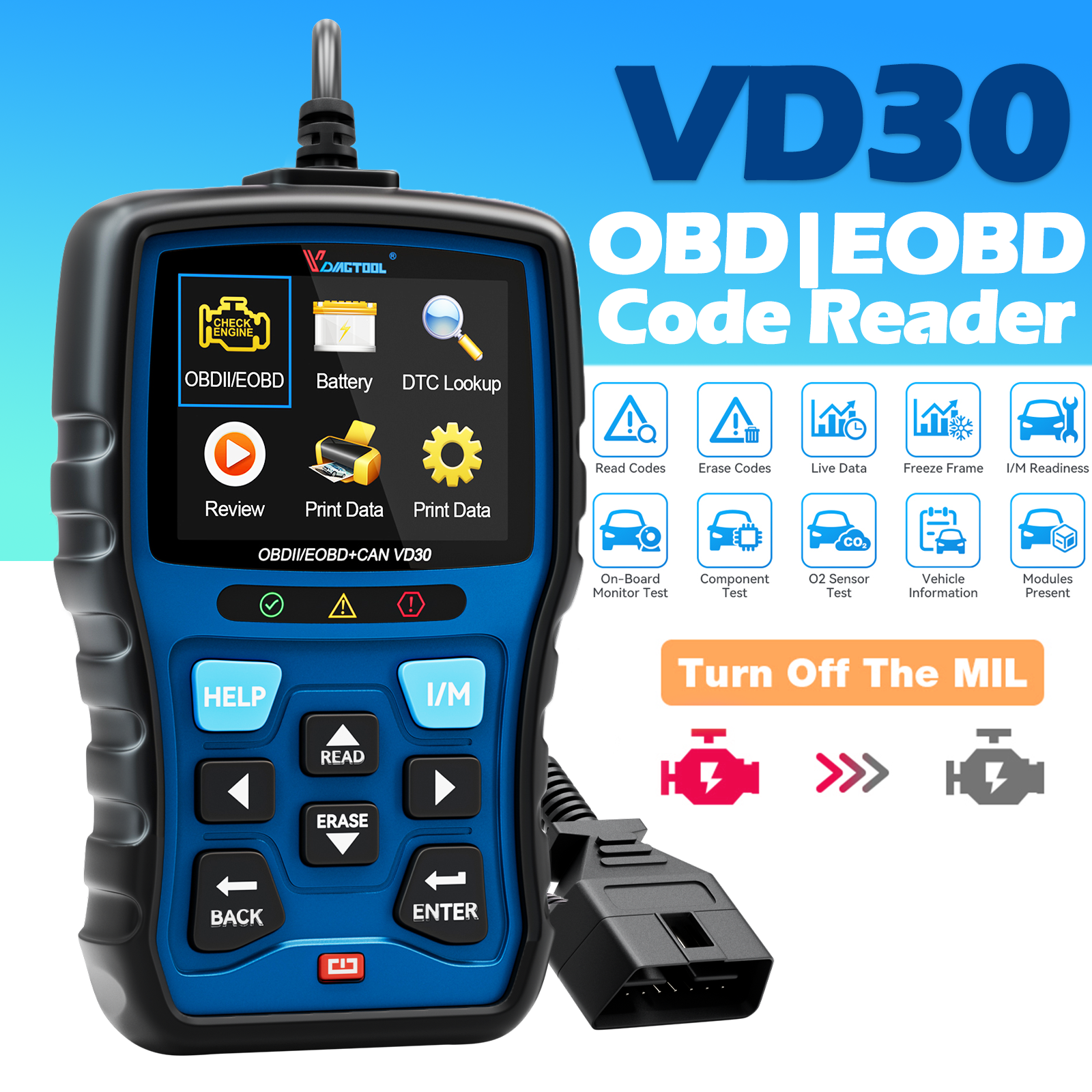 Automotive OBD2 Code Fault Reader OBDII Scanner Car Check Engine Diagnostic Tool-image