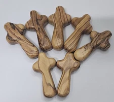 Smooth Natural Unique Olive Wood Comfort Cross From The Holy Land 200pcs 2.5Inch
