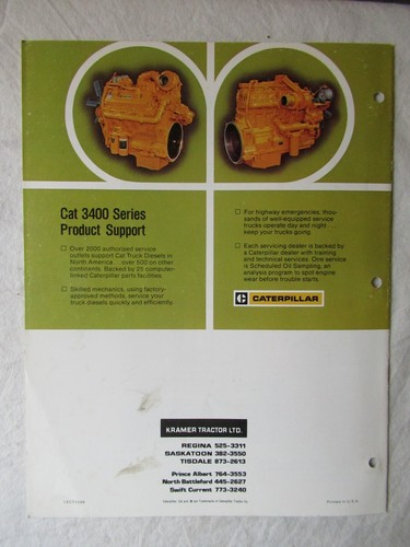 Folleto de datos de ventas de motores de camión CAT Caterpillar 3400 Series 3406 3408 12 páginas - Imagen 8 de 8
