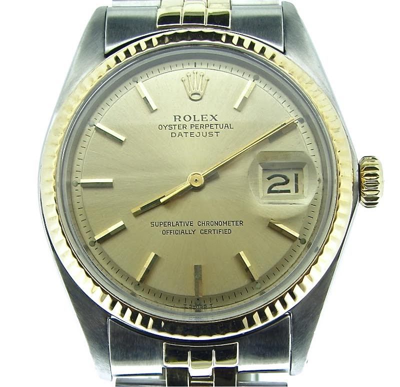 Rolex Datejust Mens 2Tone Gold Stainless Steel Jubilee Champagne