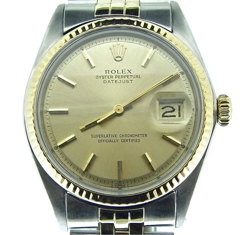 Rolex — Rolex Datejust Mens 2Tone Gold / Stainless Steel Jubilee Champagne Dial 1601