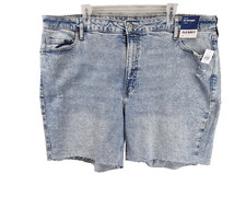 Old Navy Womens Shorts 22 High Rise OG Straight Light Wash Distressed Denim 7"