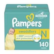 140 Count Pampers Swaddlers Diapers, Size 0 (up to 10 lbs) Absorbent, Keeps Baby