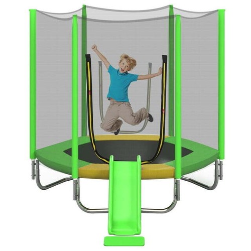 7FT Kids Trampoline with Safety Enclosure Net, Indoor Outdoor Trampoline with S