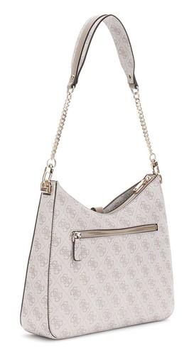 GUESS Zamira Hobo Shoulder Bag Schultertasche Tasche Dark Taupe Logo taupe weiß - Bild 2 von 3