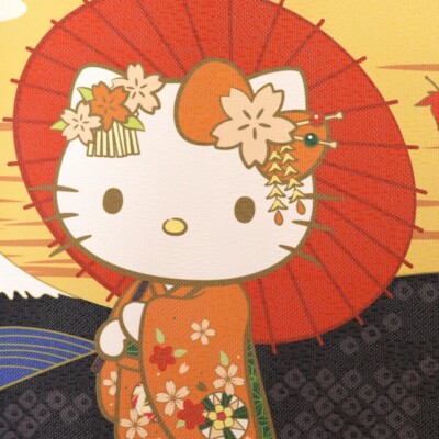 Japanese Noren with Hello Kitty and the Great wave of Kanagawa