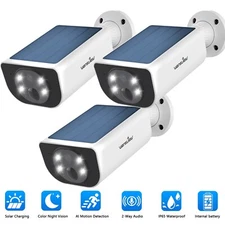 3X Wansview 2K Wireless Outdoor Solar Security Camera System AI Motion Detection