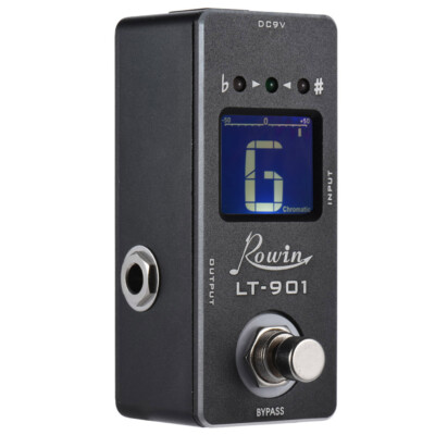 ROWIN LT-901 CHROMATIC GUITAR TUNER PEDAL TRUE BYPASS LCD BLACK