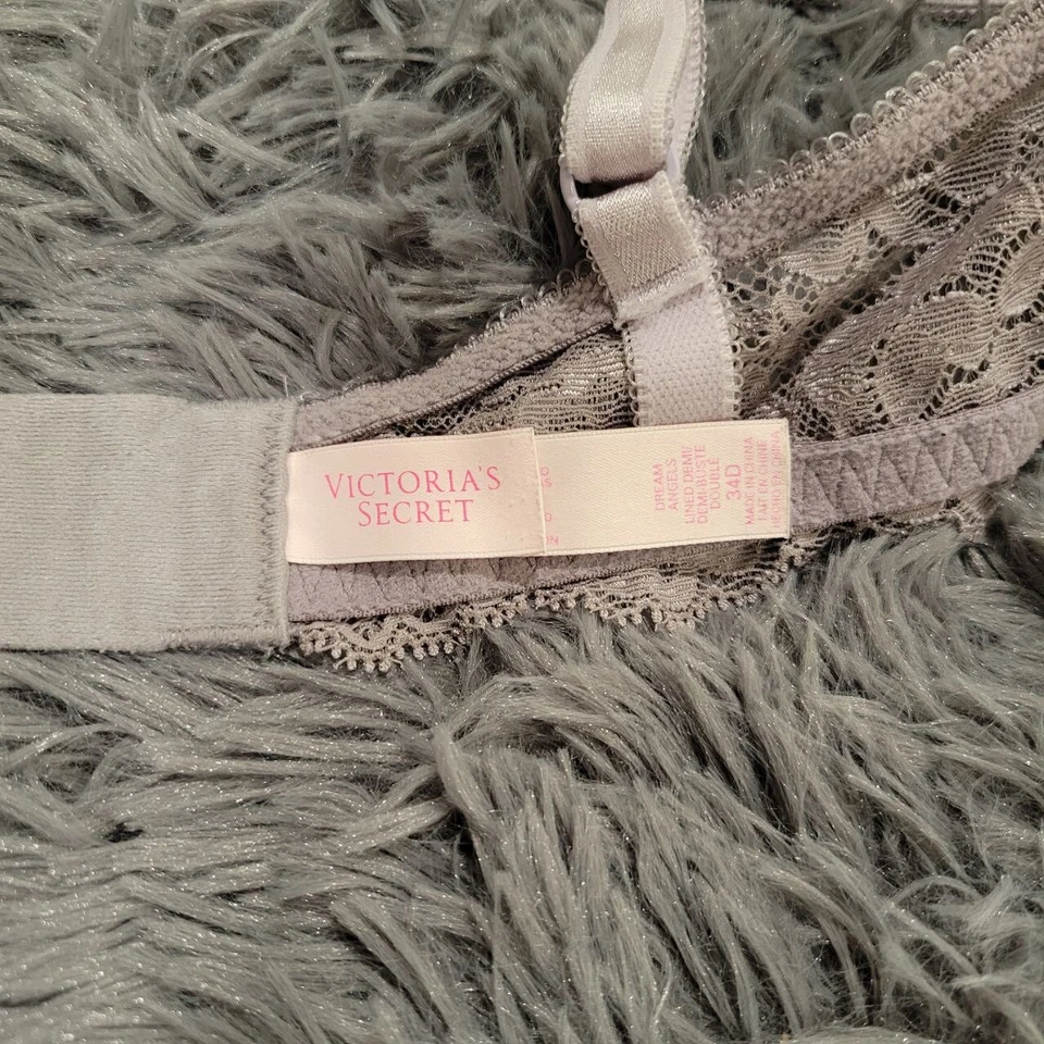 Sutiã Feminino Victorias Secret 34D Renda Rosa Claro Strass Dream Angels Forrado Demi - Imagem 2 de 4