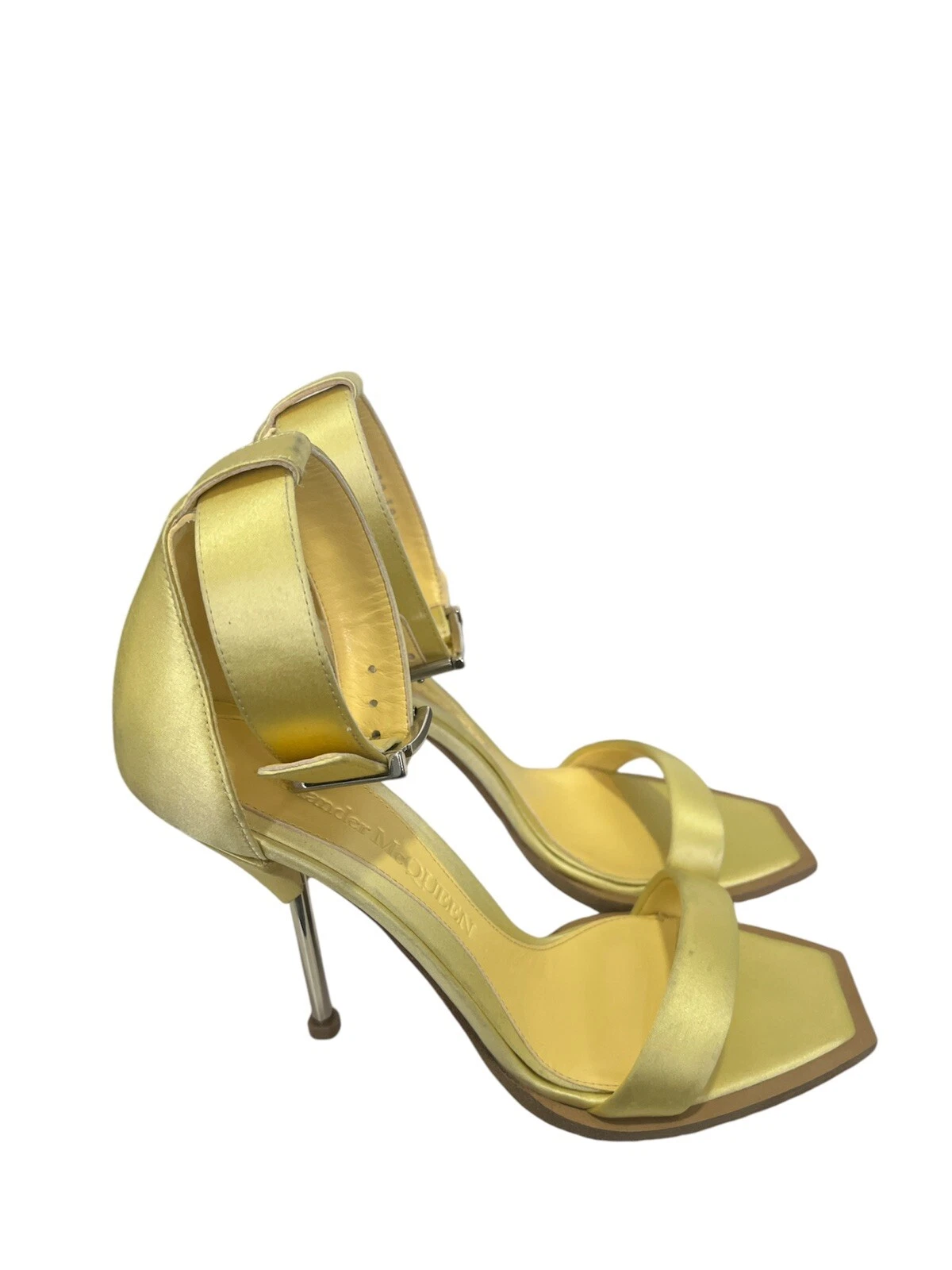 ALEXANDER MCQUEEN sandalo con tacco alla caviglia giallo pallido donna taglia 38 5