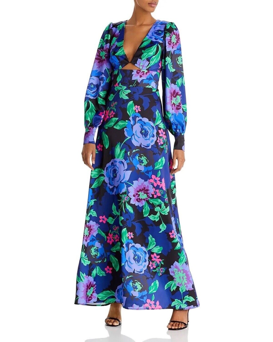 afrm cut out dress AFRM Dolores Cut Out Maxi Dress in Midnight Bouquet Sz XXs