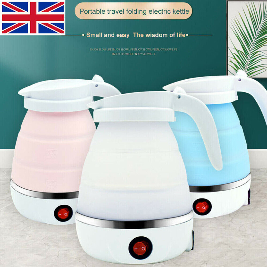 Collapsible Travel Electric Water Kettle Folding Camping Caravan Boat  Silicone | eBay