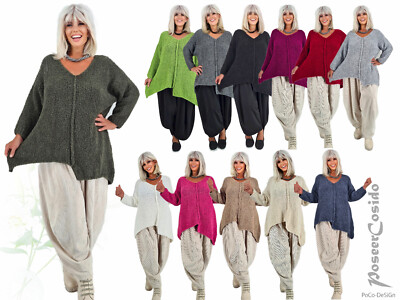 LAGENLOOK Italy Pullover Pulli Shirt Asymmetrie 42 44 46 48 50 52 L XL XXL XXXL