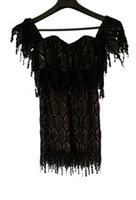 Stone Cold Fox Black Coctail  Mini Dress Lace Overlay Off the Shoulder Size 1 XS