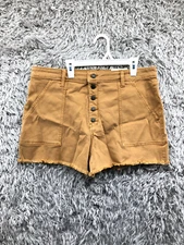 SO High Rise Utility Short Juniors Size 17 Dark Wash Brown Denim Jean