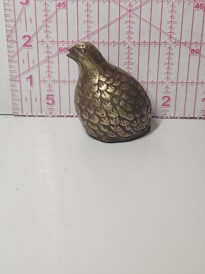 Vintage Small Brass Quail Bird Figurine Paperweight 