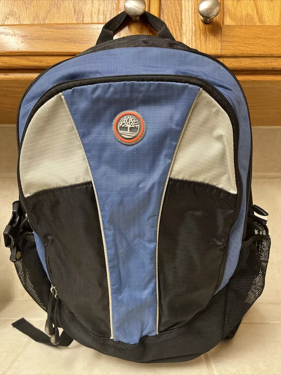 Timberland Blue Black Grey Outdoor Performance Backpack Padded Back Book Bag