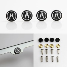 Laser Etched Design License Plate Frame Bolts Fastener Black Screws Cap Cover