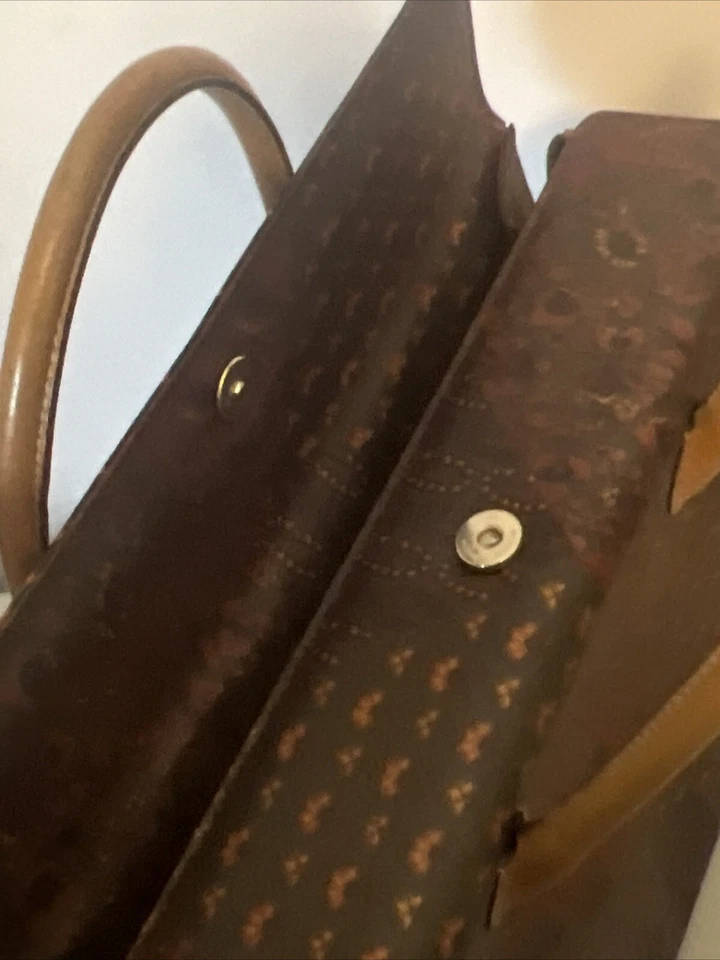 Bolso de Mano Escada Marrón Floral Cartera Cierre Plegable Magnético Porta Archivos Bolso Foto 4 de 4