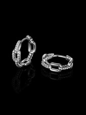 Round Cut Simulated Diamond Women's Huggie Hoop Earring In 14k White Gold Plated