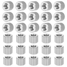 30Set M6 Knurled Thumb Nuts Steel Flat Head Through Hole D10mm x H8mm