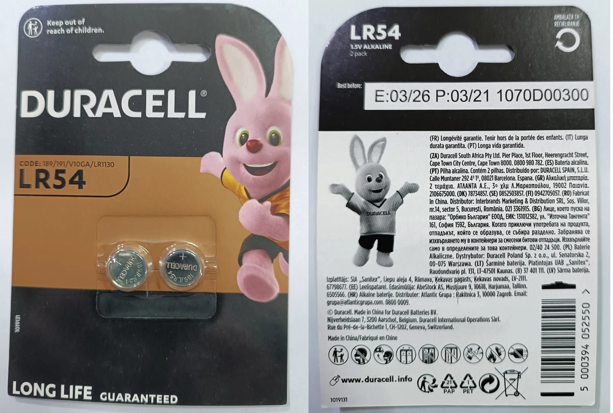 10 Batterie A Bottone AG10 / LR1130 / LR54 1,5V - Alcaline - Ideali Per Orologi E Piccoli Elettrodomestici