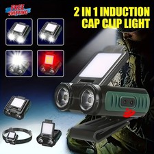 Head Cap LED Light Clip-on Headlamp USB Rechargeable Sensor Hat Lamp Torch Light