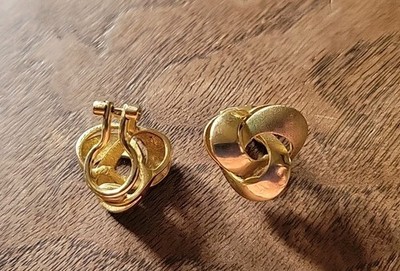 Vintage FRANZ BREUNING 8K Gelbgold LOVE KNOT Ohrclips Ohrringe Omega FB 333