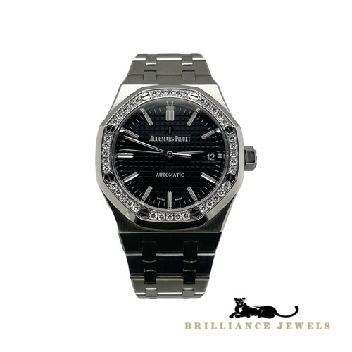 Audemars Piguet Royal Oak 15451st Diamond Bezel Black Dial Steel Watch