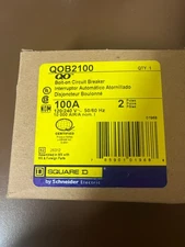 SQUARE D QO QOB QOB2100 2 POLE 100 AMP 240V YELLOW CIRCUIT BREAKER NEW IN BOX