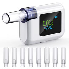 Digital Breathalyzer Alcohol Tester LCD Screen 8 Mouthpieces Portable Tester