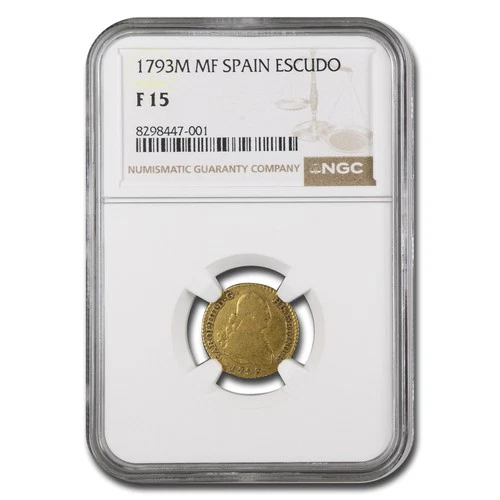 1793-M Spain Gold Escudo Charles IV F-15 NGC