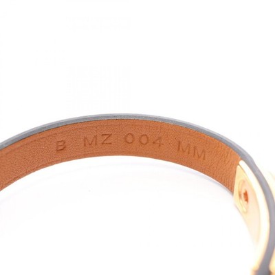HERMES Micro Rival Bracelet Bangle leather Gold Plated Green Used