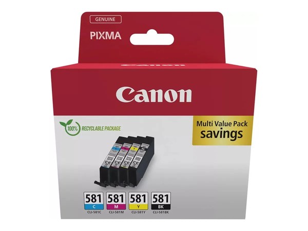 Canon CLI-581 / 2103C007 / 2103C006 Tinten Sparset Schwarz, Cyan, Magenta, Gelb-image