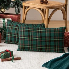 AQOTHES 2-Pack Christmas Plaid Throw Pillow Covers Tartan Farmhouse Decor 12x20"