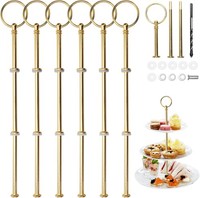 3 Stufige Etageren Stangen Set, 6 StüCk Metallstangen Etagere Golden Mit