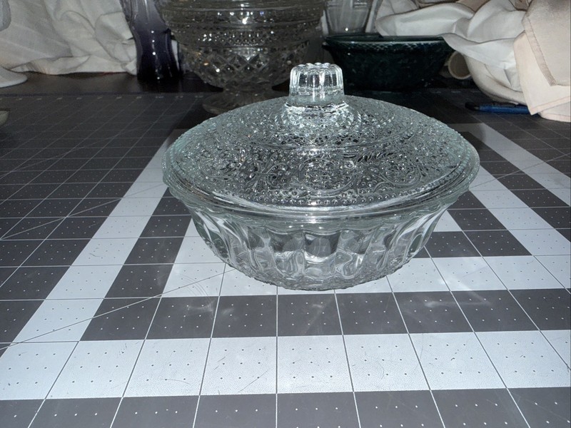 Vtg KIG Malaysia Clear Glass Candy Dish