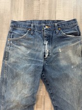 Wrangler 13MWZPW Cowboy Cut Jeans Men  s 33x34 Distressed Faded Workwear