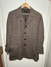 Vintage 1950s Curlee Clothes Car Coat Jacket Wool Tweed Rockabilly Extra Large