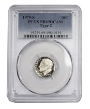 1979 -S Clad Roosevelt Proof Dime Type 2 (Clear S) DCAM PCGS PR69 (B6p)