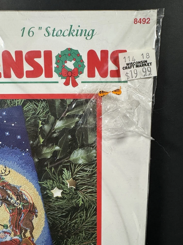 AQUÍ VIENE SANTA MEDIAS (DE COLECCIÓN 1996) Dimensiones Contadas Punto de Cruz Kit 16" NUEVO Foto 2 de 4