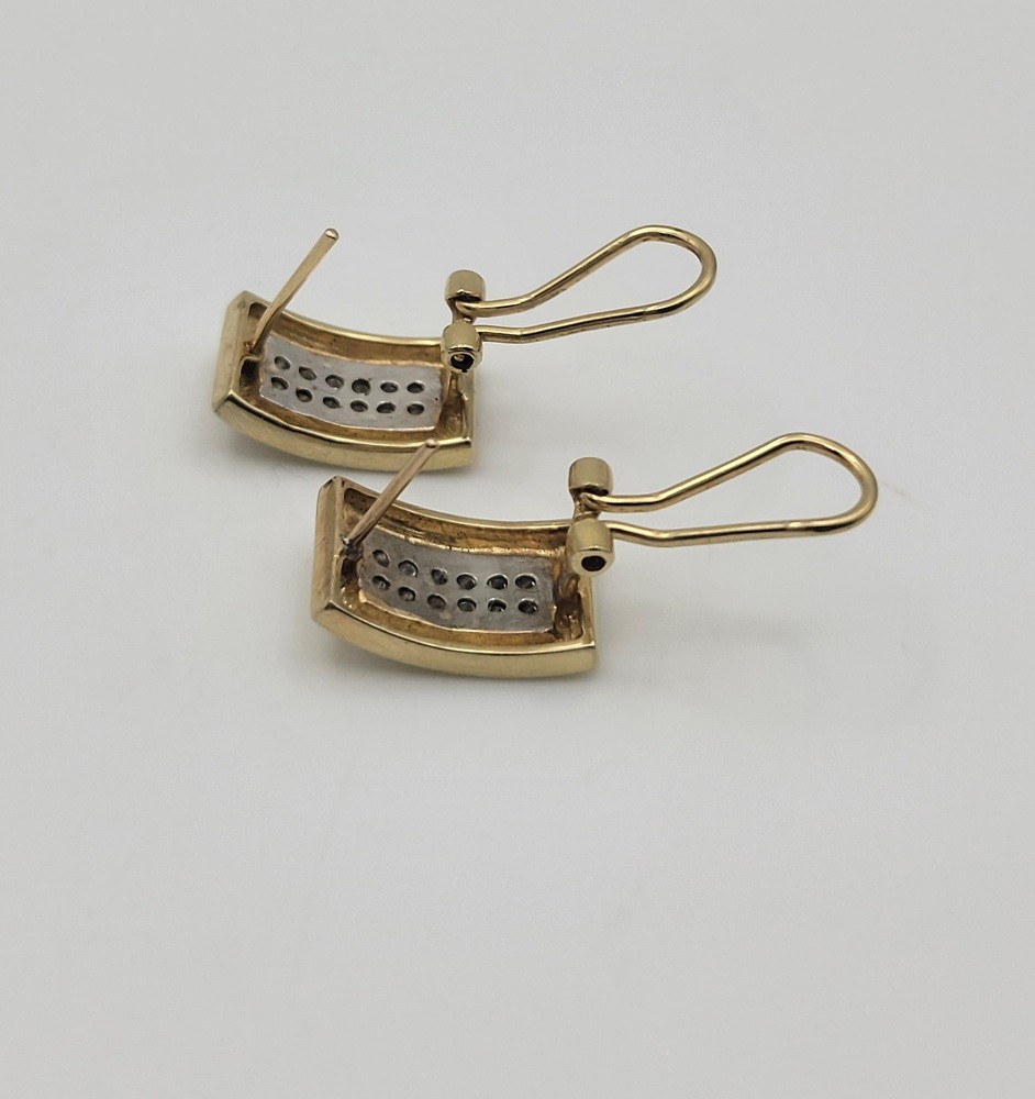 Rectangle Shaped Pave Diamond Post/Clip Earrings … - image 5