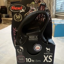 Flexi New Classic Cord Leash 10' ft for XS Dogs 18 lbs max - Black