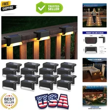 16-Piece Warm White Solar Deck Lights - Waterproof & Modern for Safe Outdoor Use