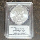 2021-(W) American Silver Eagle PCGS MS70 Emergency Production Jim Peed Signed